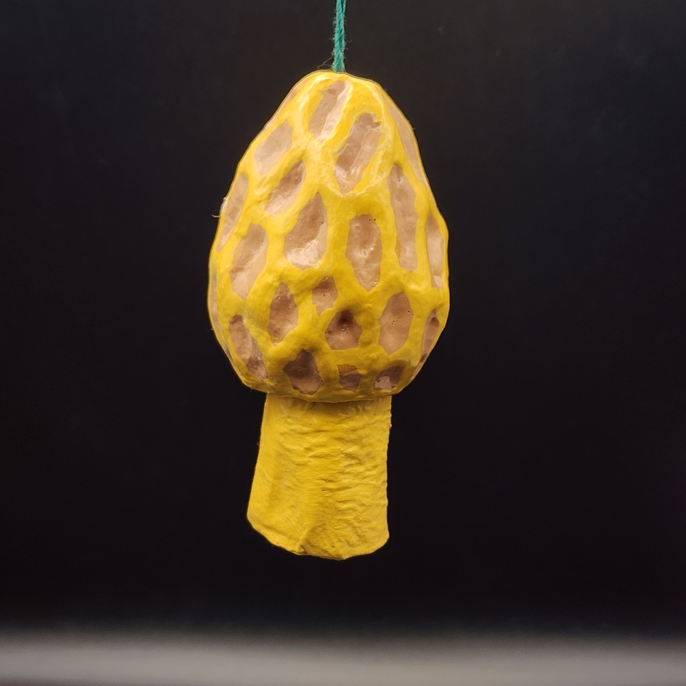 Hand Crafted Yellow and Brown Mushroom Ornament